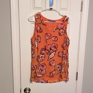 Peach flower sleeveless blouse